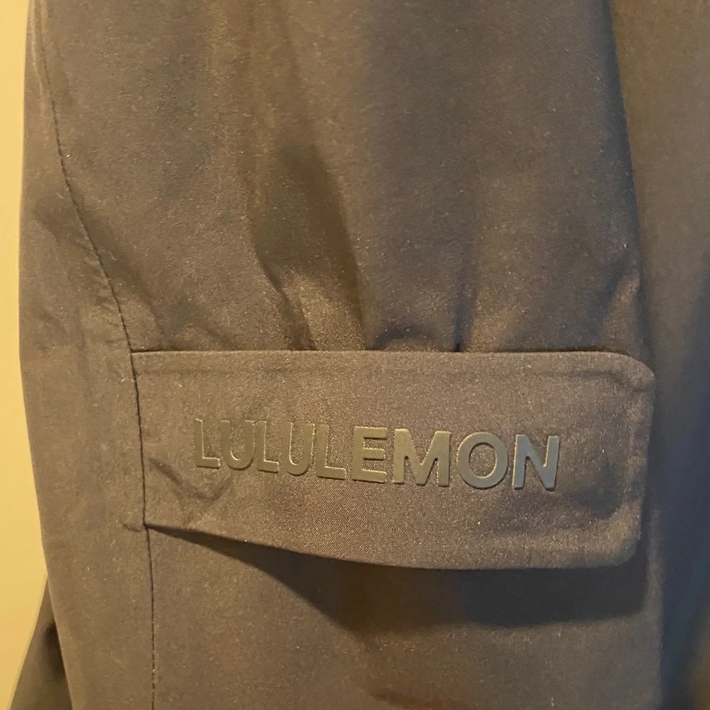 Lululemon Black Stunning Logo Reflective Long Hooded Trench Coat - Picture 11 of 16
